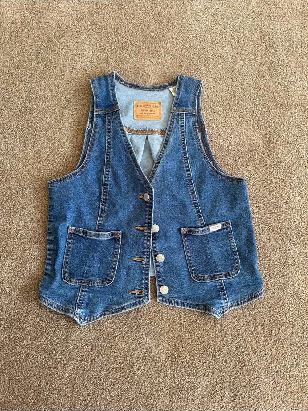 Levi's Blue Denim Button-Up Vest - Size Small